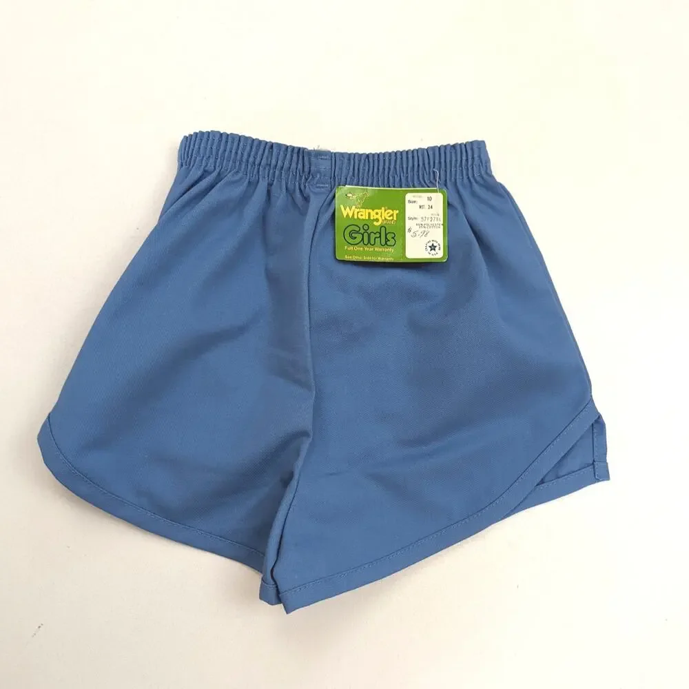 Vintage Wrangler Shorts Girl's Sz 7 Blue Track 80s Basic Classic Everyday Summer